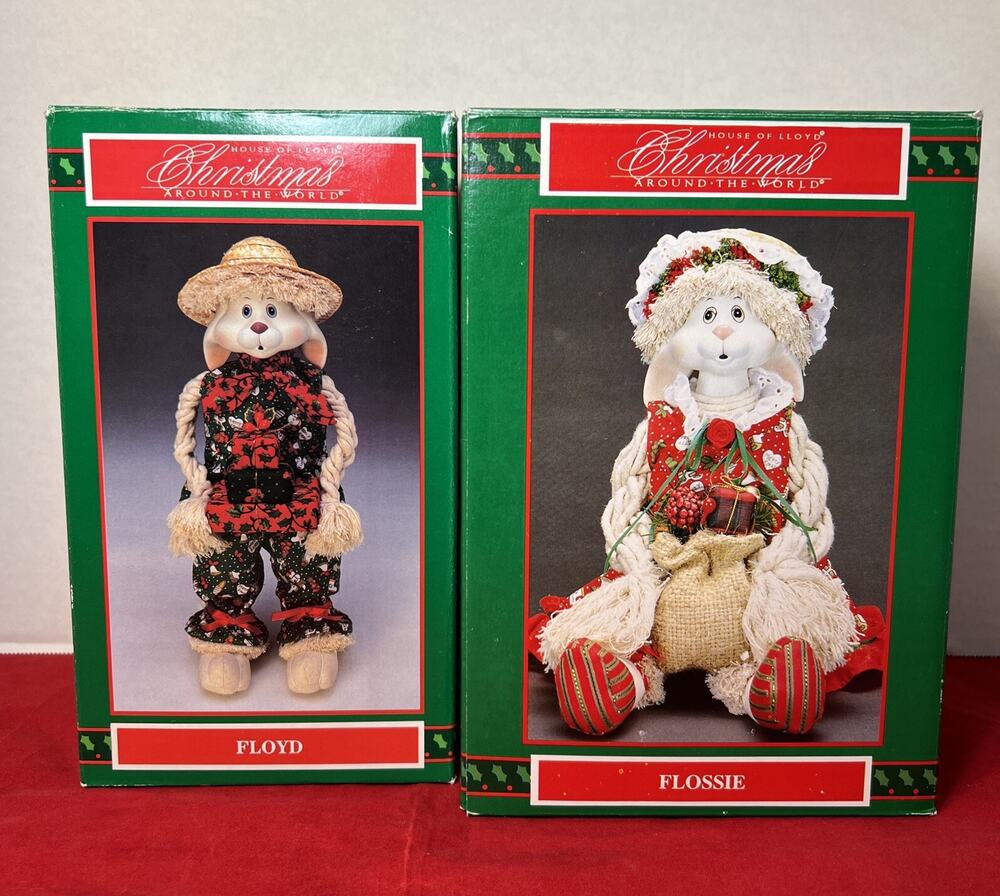 HOUSE OF LLOYD Christmas Around The World FLOYD & FLOSSIE Sitting Bunnies Set